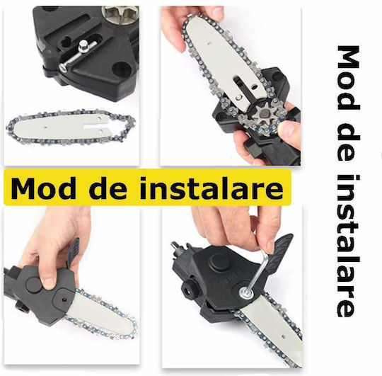 Siks Chainsaw Adapter Electric Drill 6 Inch Chain 1/4 Pitch Multifunctional Portable Wood Accessories Included Black