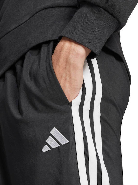 Essentials 3-Stripes Παντελόνι Φόρμας Γυαλιστερό χωρίς Λάστιχο Black