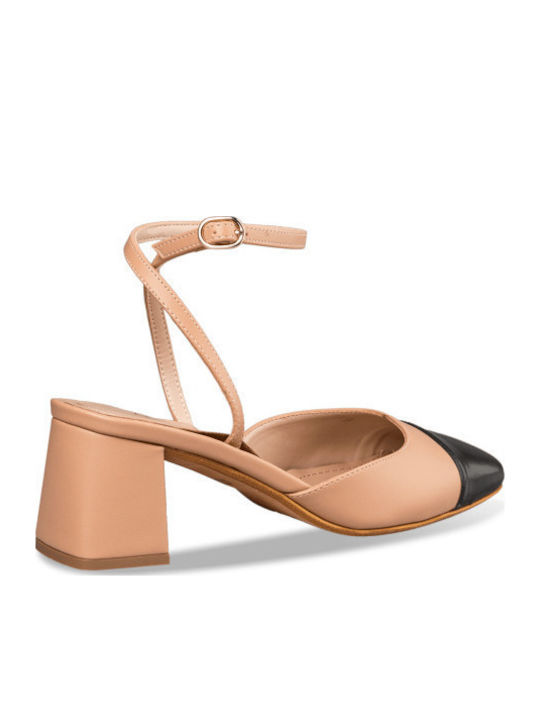 Pumps mit Riemchen Beige