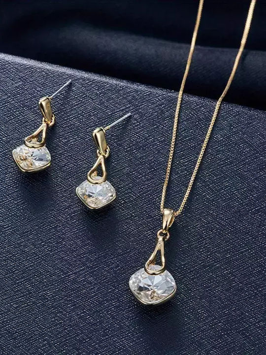 Set with Necklace & Earrings from Steel Gold Plated