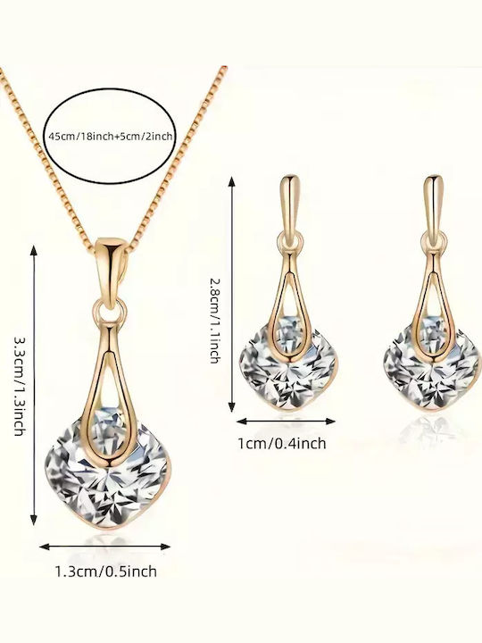 Set with Necklace & Earrings from Steel Gold Plated