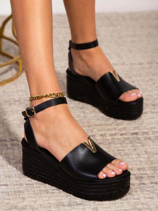 Black Platforms with V Decoration