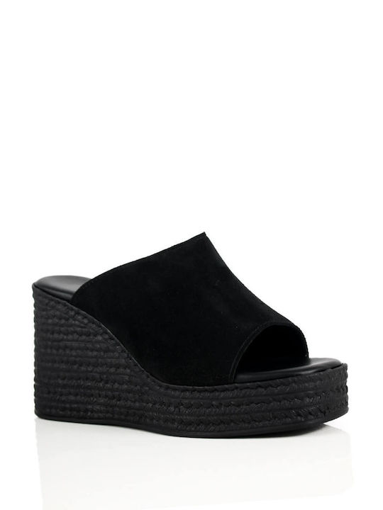 Black Suede Platform Clogs