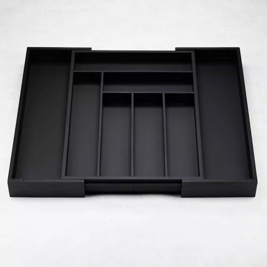 KING Hoff Besteckeinsatz für Schubladen Aufklappbar Hölzernes 31.5x43x5cm Schwarze