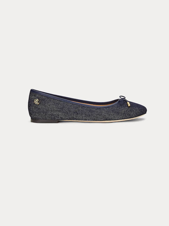 Ralph Lauren Fabric Pointy Ballerinas Jayna Blue