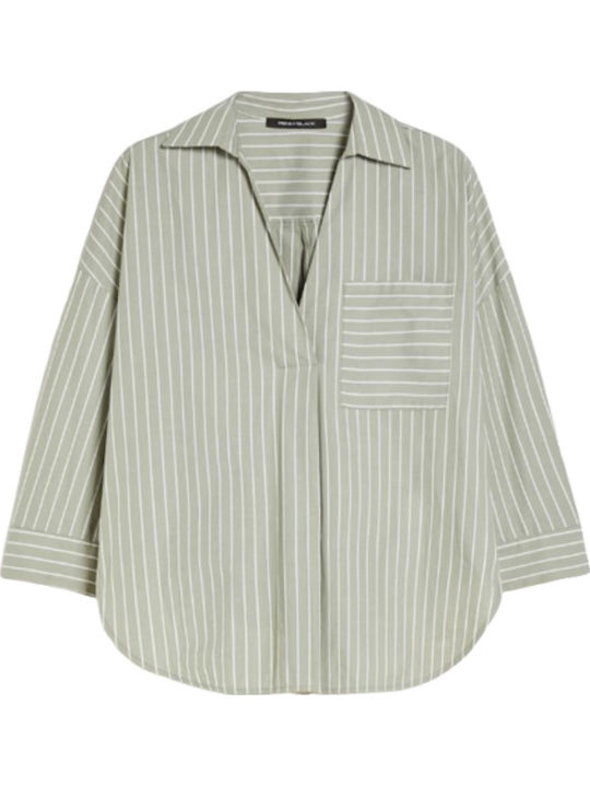 Langärmelig Damen Hemd Green-white