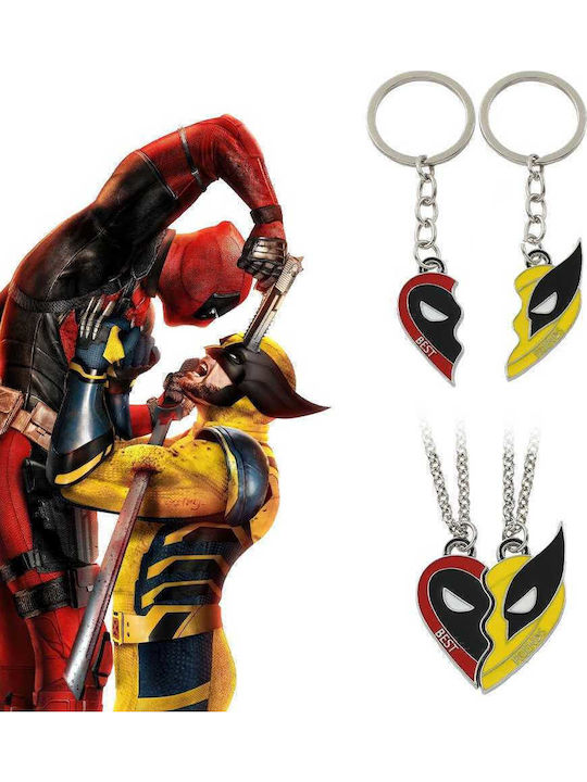Огърлица Deadpool Wolverine Marvel Комплект Жълт Червен Голям Размер Molfs