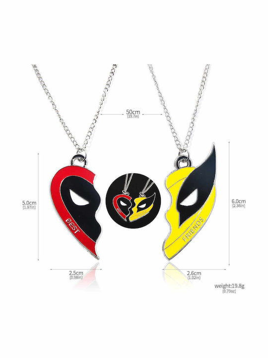 Огърлица Deadpool Wolverine Marvel Комплект Жълт Червен Голям Размер Molfs