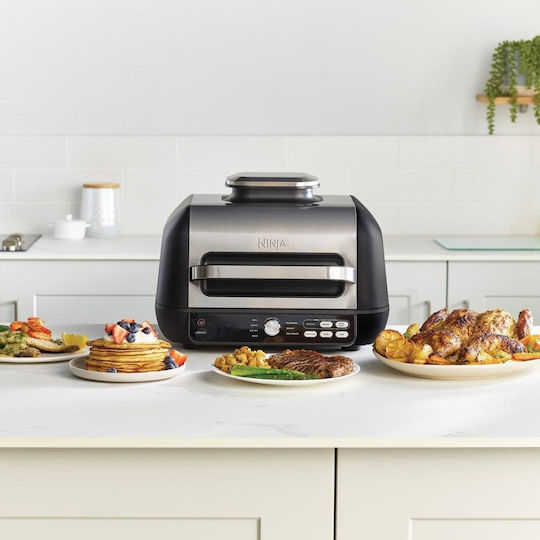 Ninja Foodi Max Pro Tabletop Electric Grill Smooth and Ribbed Plate 1000W with Lid and Adjustable Thermostat