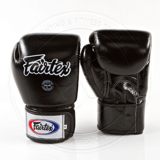 Fairtex Muay Thai Boxing Gloves Leather for Match Black