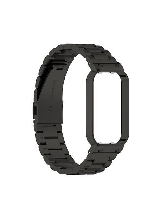 Xiaomi Smart Band 8 Active Three Bead Ανοξείδωτο Ατσάλι Ζώνη Ρολογιού + Μεταλλικό Πλαίσιο Ρολογιού Μαύρο