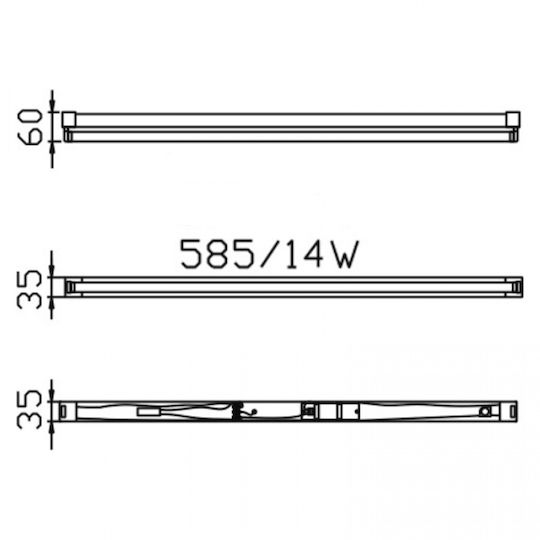 DIL Lichtleiste Doppelseitige mit 1 Platz für Leuchtstofflampe T5 58.5cm