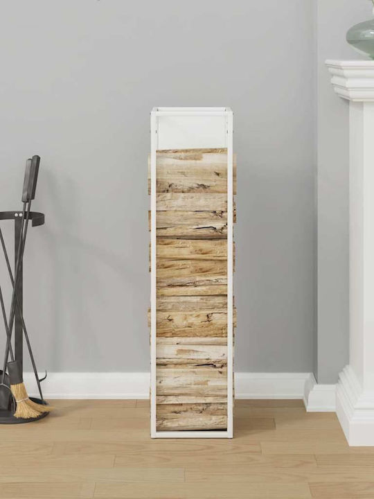 vidaXL Inox Ράφι Αποθήκευσης Ξύλων 25x25x100cm Λευκό