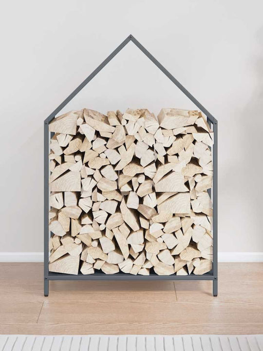 vidaXL Firewood Inox Shelf Wood Storage 60x25x90cm Gray