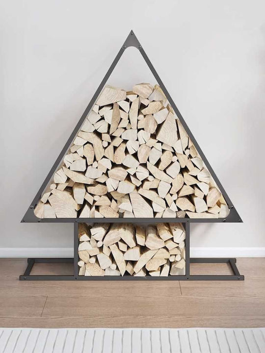 vidaXL Inox Ράφι Αποθήκευσης Ξύλων 80x25x90cm Μαύρο
