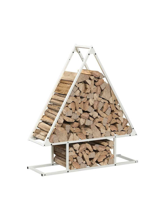 vidaXL Inox Ράφι Αποθήκευσης Ξύλων 80x25x90cm Λευκό