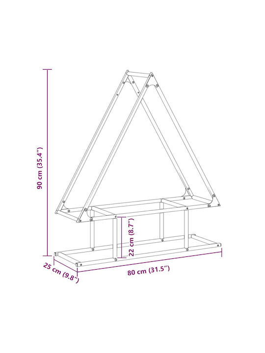 vidaXL Inox Ράφι Αποθήκευσης Ξύλων 80x25x90cm Λευκό