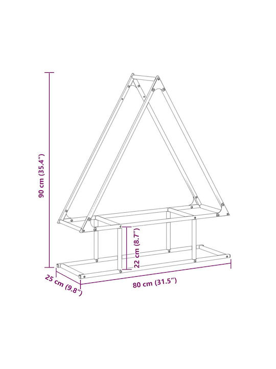 vidaXL Brennholz Inox Regal Holzlagerung 80x25x90cm