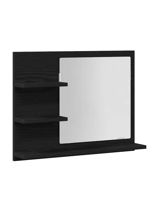 vidaXL Bathroom Mirror made of Particle Board with Shelf 60x10.5cm Black