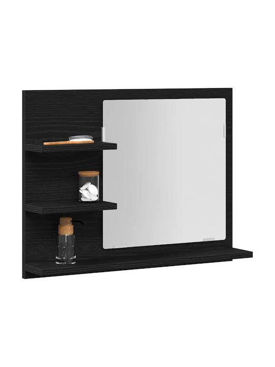 vidaXL Bathroom Mirror made of Particle Board with Shelf 60x10.5cm Black
