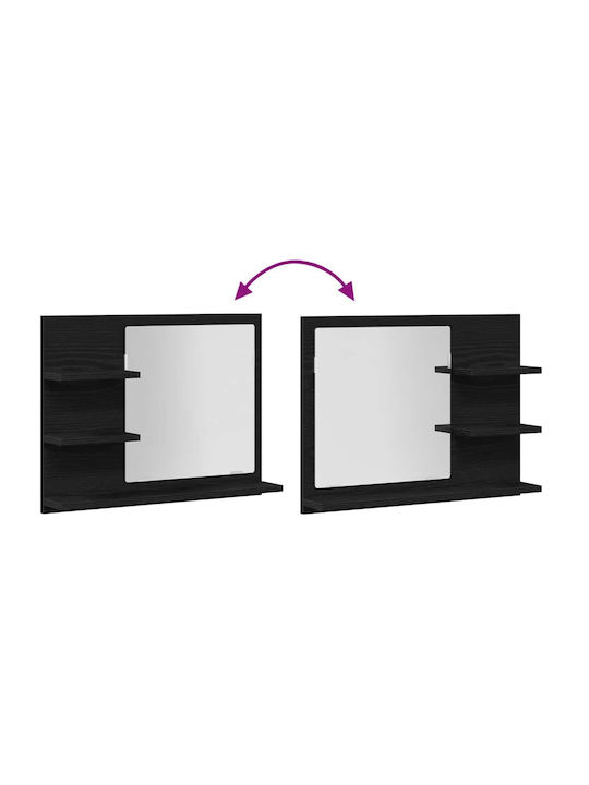 vidaXL Bathroom Mirror made of Particle Board with Shelf 60x10.5cm Black
