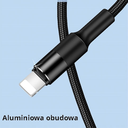 Usams Geflochten USB zu Blitzschlag / Typ-C,TC-TC Kabel 2A Schwarz 1.5m (US-SJ219)