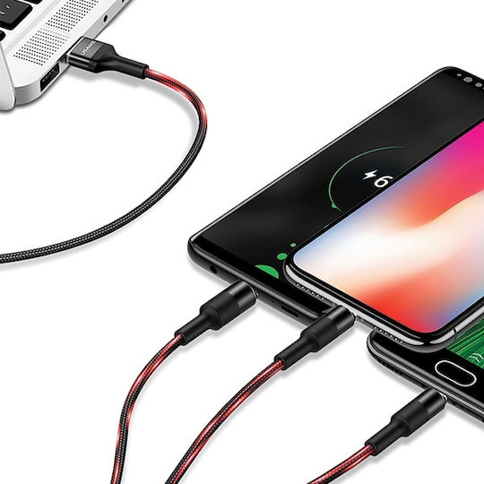 Usams Geflochten USB zu Blitzschlag / Typ-C,TC-TC Kabel 2A Schwarz 1.5m (US-SJ219)
