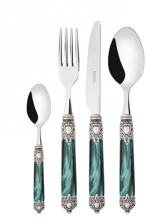 Casa Bugatti Renaissance Old-silver Σετ Μαχαιροπίρουνα Ανοξείδωτα Πράσινα 24τμχ