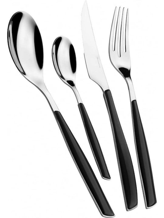 Casa Bugatti Glamour Set de Tacâmuri Inoxidabil Negre 24buc