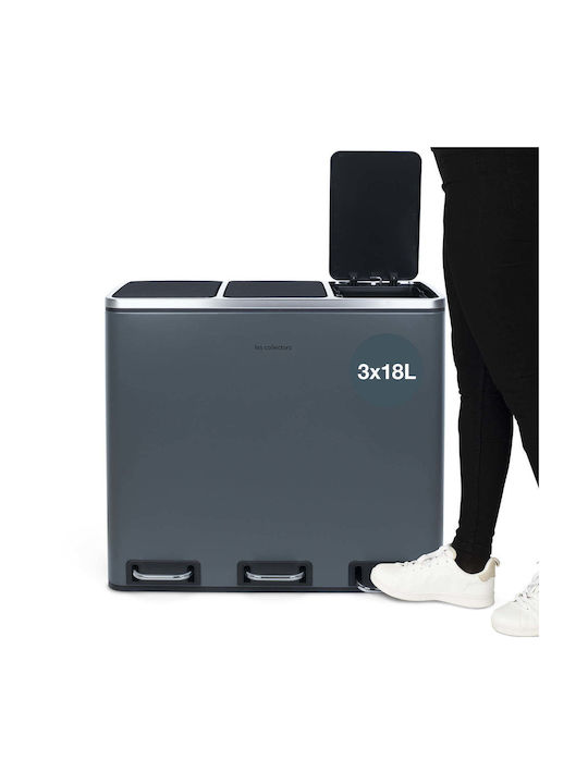 HKoenig Coș De Gunoi N984 Din Oțel Inoxidabil Cu Pedală Gri 61.5x56x34.5cm
