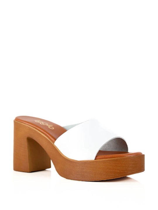 White Mules Wide Strap