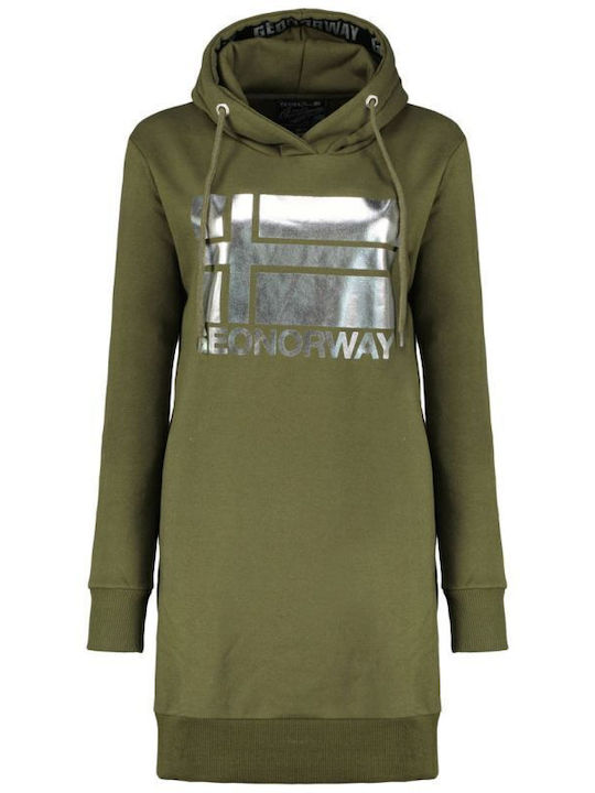 Lang Damen Sweatshirt Kapuzen Kaki