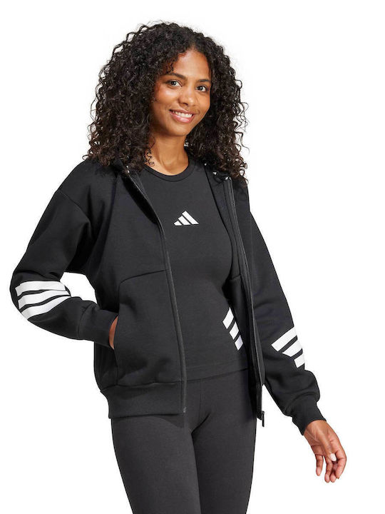 Future Icons 3-Stripes Damen Sweatshirtjacke Kapuzen Black