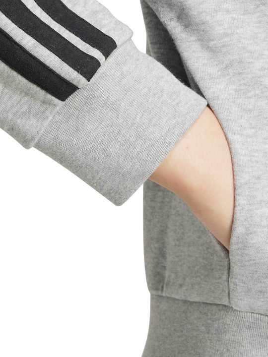 Essentials 3-Stripes French Terry Women's Sweatshirt Jacket Hooded Grey