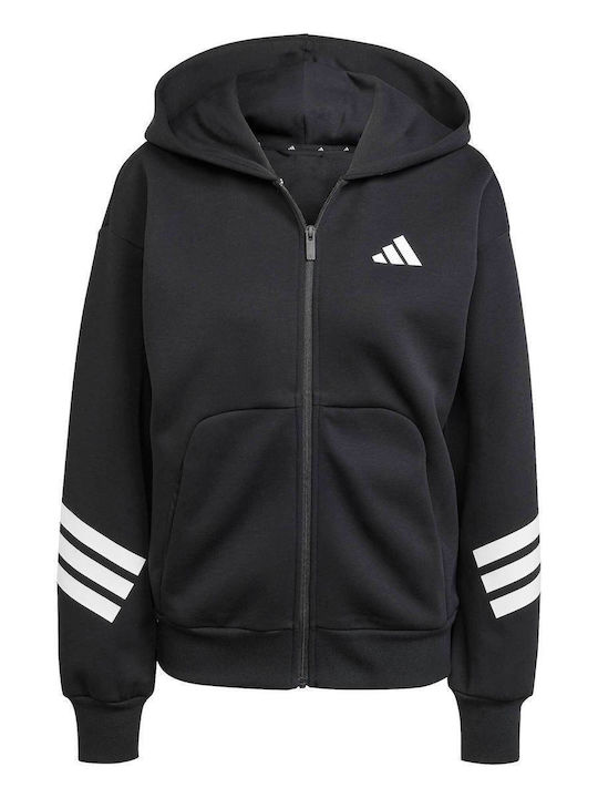 Future Icons 3-Stripes Damen Sweatshirtjacke Kapuzen Black