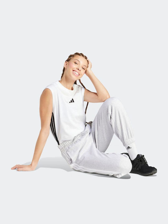 3-stripes Παντελόνι Φόρμας με Λάστιχο Λευκό