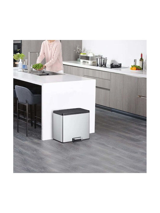 Eko Essential Coș de Gunoi din Oțel Inoxidabil cu Pedală Gri 46.2x41x33.8cm 1buc