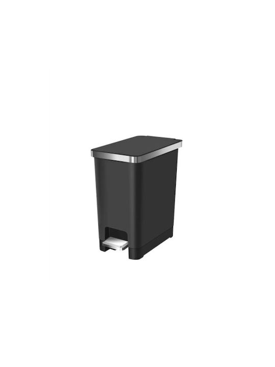 Eko Coș De Gunoi Hana Slim Din Oțel Inoxidabil Cu Pedală Negru 10lt