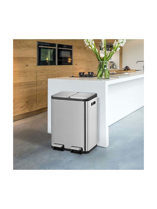 Eko Coș Ecocasa De Reciclare Din Oțel Inoxidabil Cu Pedală Gri 37.3x66x52.6cm
