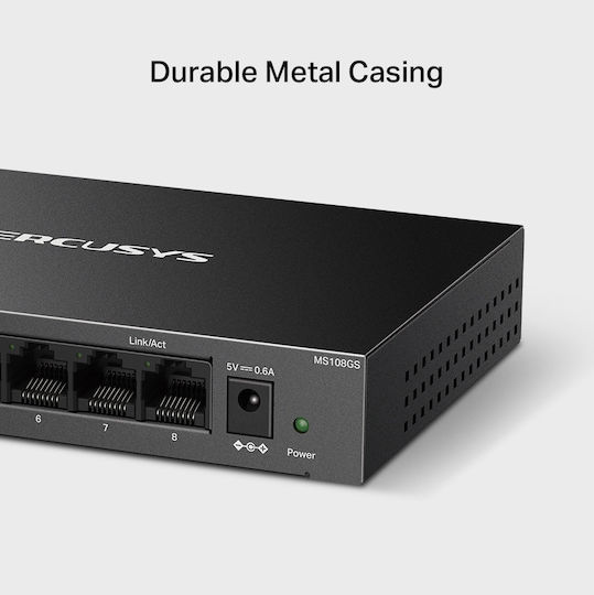 Mercusys MS108GS v1 Negestionat L2 Switch cu 8 Porturi Gigabit (1Gbps) Ethernet