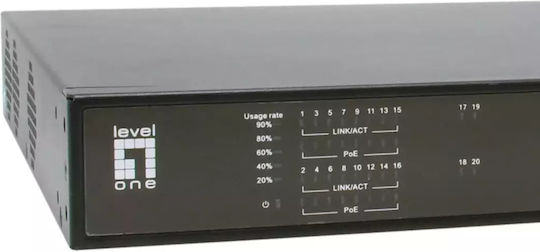 Level One GEP-2021 Unmanaged L2 PoE+ Switch με 16 Θύρες Gigabit (1Gbps) Ethernet και 2 SFP Θύρες