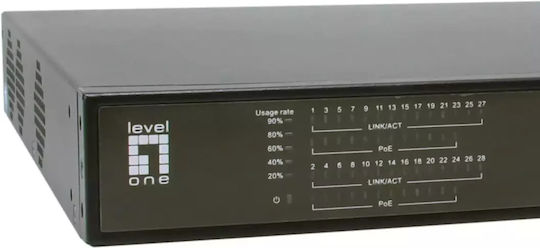 Level One GEP-2821 Unmanaged L2 PoE+ Switch με 24 Θύρες Gigabit (1Gbps) Ethernet και 2 SFP Θύρες