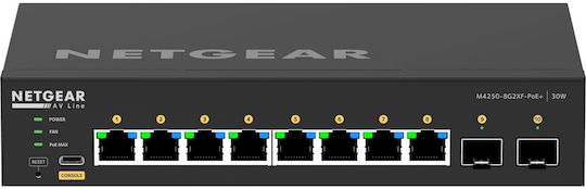 NetGear Managed L2 PoE+ Switch με 8 Θύρες Gigabit (1Gbps) Ethernet και 2 SFP Θύρες