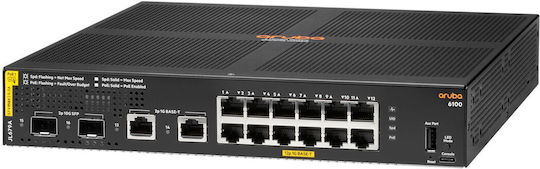 HP Aruba 6100 Managed L2 PoE+ Switch with 12 Gigabit (1Gbps) Ethernet Ports and 2 SFP Ports