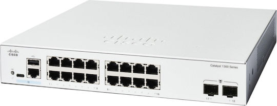 Cisco Catalyst C1300-16T-2G Managed L2 Switch with 18 Gigabit (1Gbps) Ethernet Ports and 2 SFP Ports