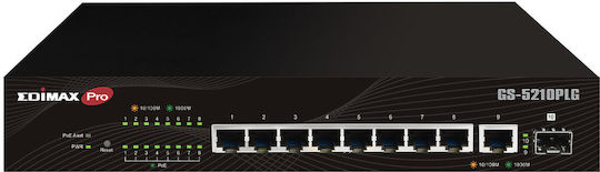 Edimax GS-5210PLG Unmanaged L2 PoE+ Switch με 8 Θύρες Gigabit (1Gbps) Ethernet και 1 SFP Θύρα