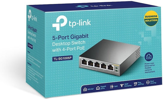 TP-LINK TL-SG1005P Unmanaged L2 PoE Switch with 5 Ethernet Ports