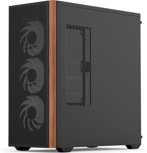 Aerocool D501A V2 Геймърско бюро Midi Tower Компютърна кутия със страничен прозорец и RGB осветление Черен