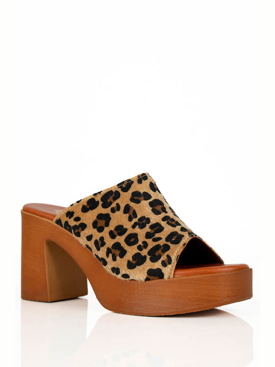 Leopard Clogs with Suede Strap