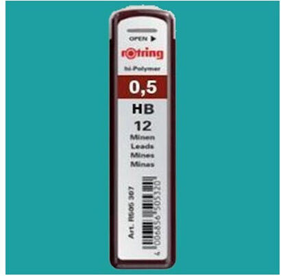Rotring 10 Paketstücke x 12 Minen für Druckbleistifte Nasengröße 0.5mm Minenart 2B